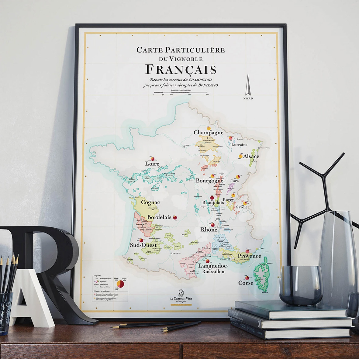 Carte des vins de France 50x70
