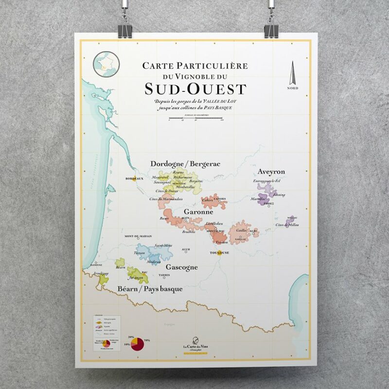 Affiche/Poster Plan de métro Carte des vins de France Fine Art 50 x 70 cm :  : Cuisine et Maison