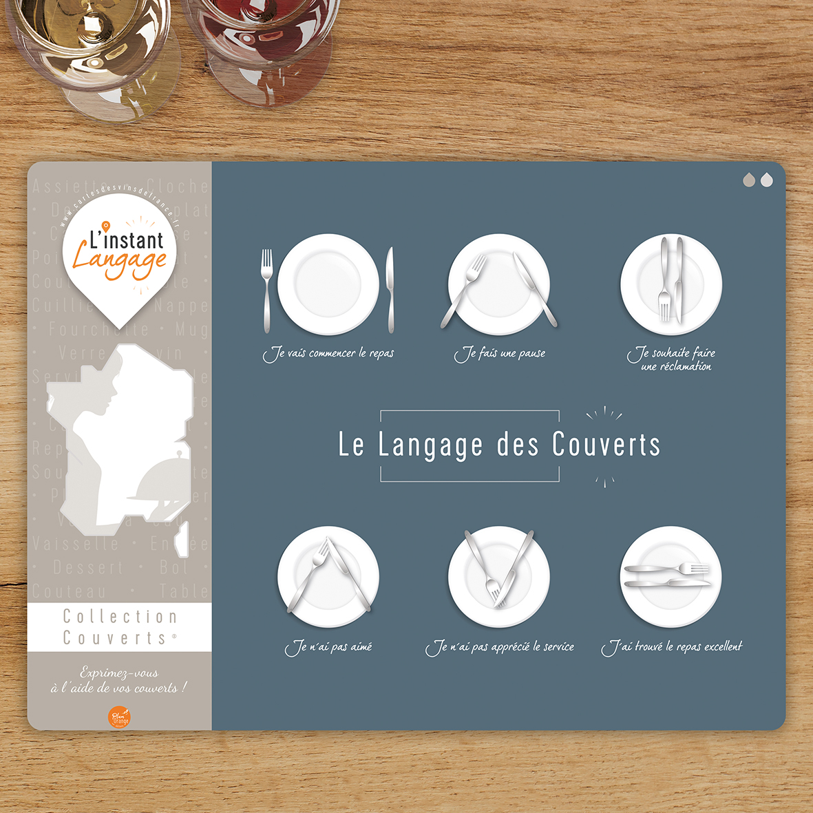 Set de Table Le Langage des Couverts ref1 - Cartes des vins de France