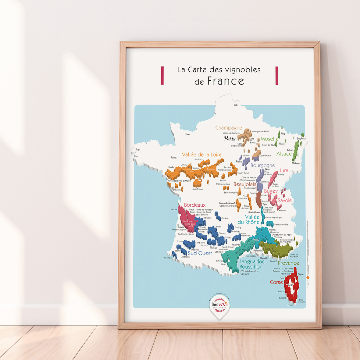Carte des vins et vignobles de France poster 50x70 Night ⋆ geoVINUM